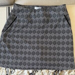 Sigrid Olsen Black & White Diamond-Pattern Knit Mini Skirt